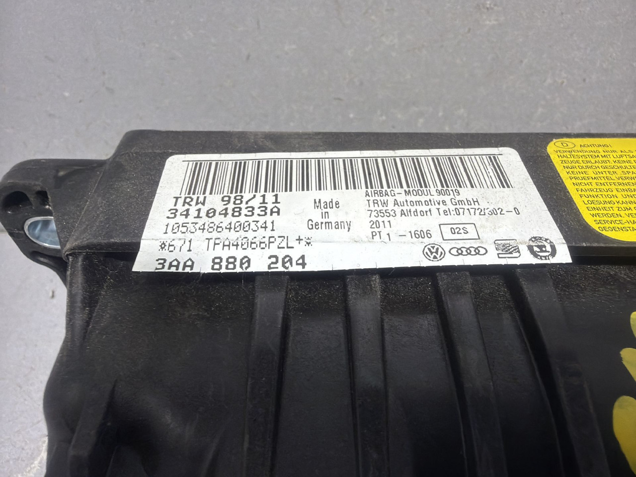 DIJELOVI AIRBAG SUVOZACA VW PASSAT B7 > 10-14 1.6 3AA880204