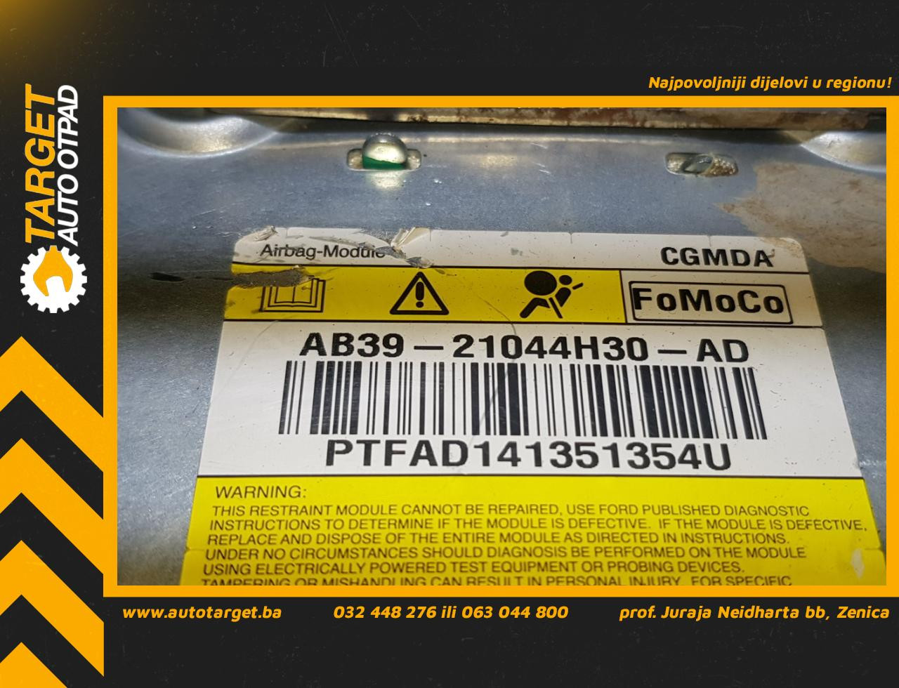 DIJELOVI AIRBAG SUVOZACA FORD RANGER > 11-15 AB3921044H30