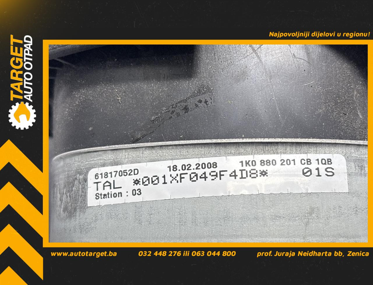 DIJELOVI AIRBAG VOLANA VW PASSAT B6 > 05-10 1K0880201CB