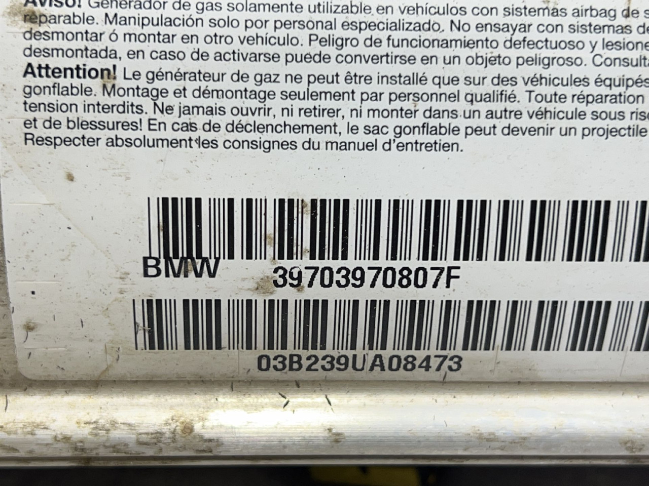 AIRBAG SUVOZACA BMW SERIJA 5 (E60/E61) > 03-07 39703970