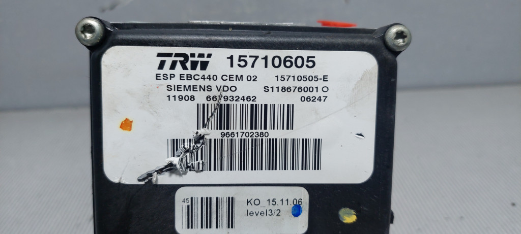ABS ELEKTRONIKA PEUGEOT 407 > 04-07 9661702380 15710605