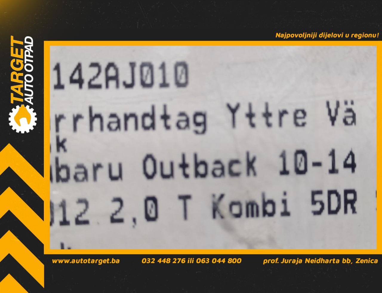 DIJELOVI RUCKA VRATA SUBARU OUTBACK > 10-13 62142AJ010