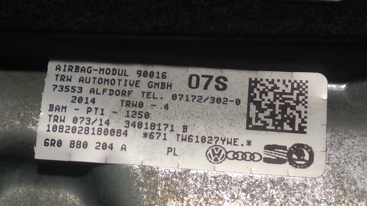 AIRBAG SUVOZACA VW POLO > 09-14 6R0880204A