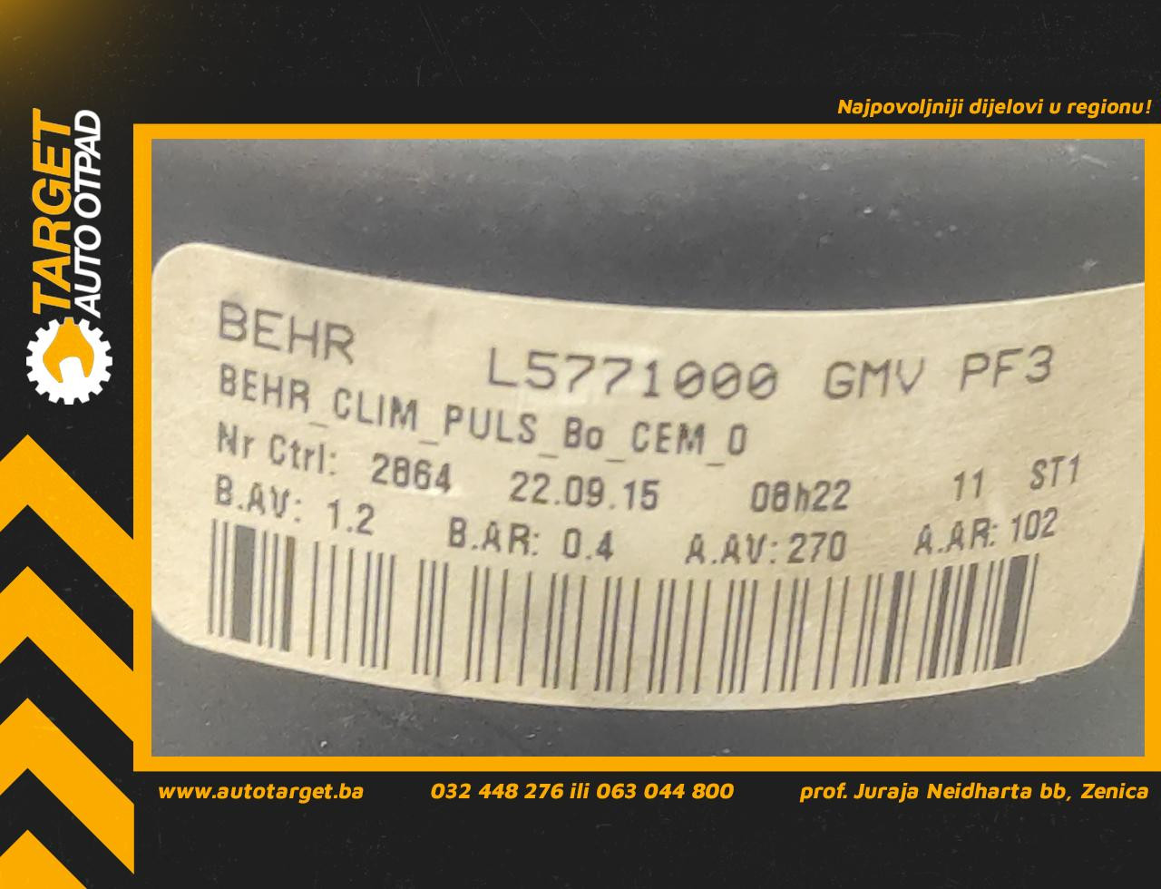 DIJELOVI VENTILATOR KABINE CITROEN C5 > 11-17 2.0 L5771000