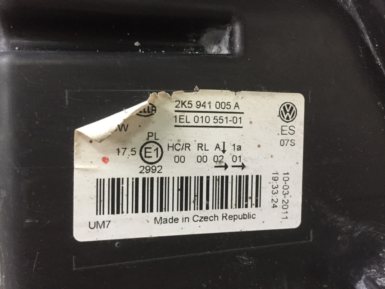 DIJELOVI FAR VW CADDY > 10-15 2K5941005A