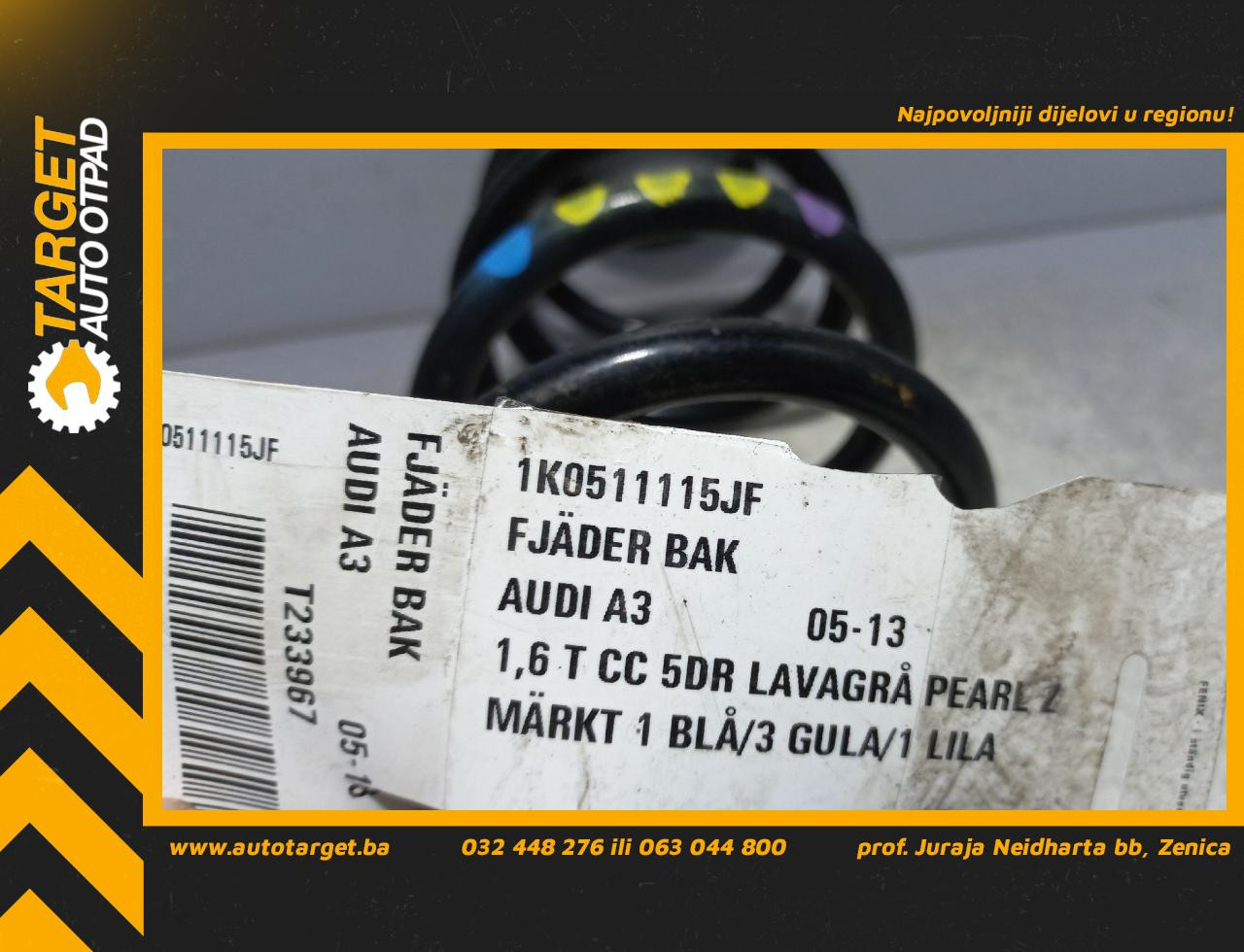 DIJELOVI OPRUGA AMORTIZERA AUDI A3 > 08-12 1K0511115JF