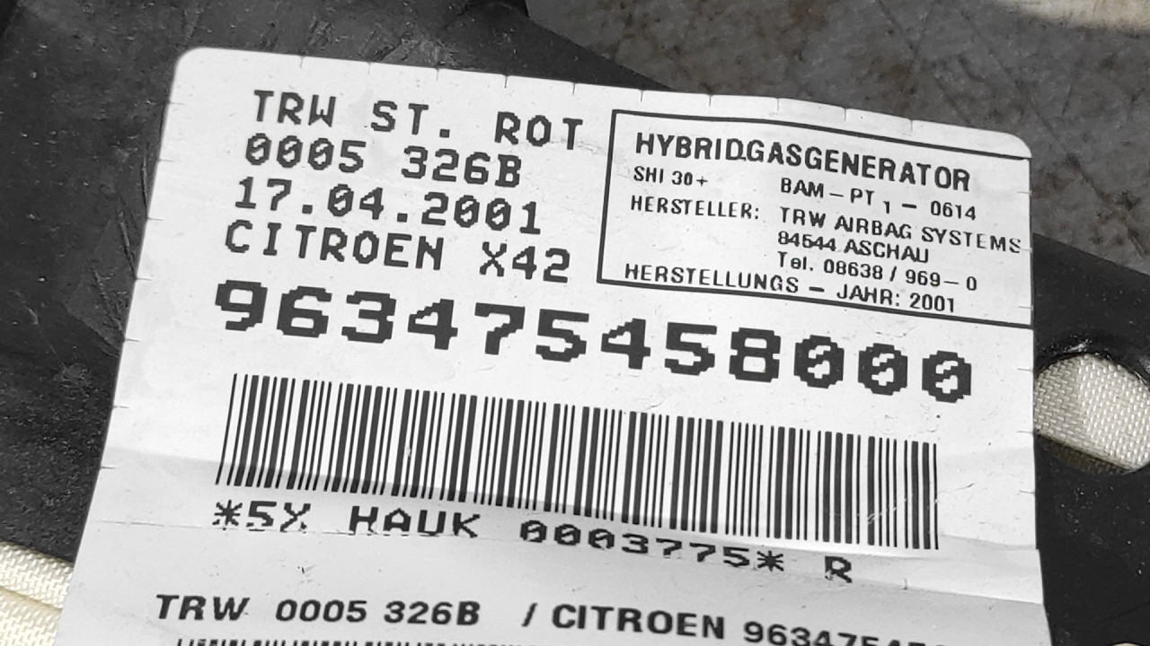 KROVNI AIRBAG CITROEN C5 > 01-04 963475458000
