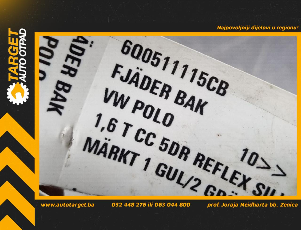 DIJELOVI OPRUGA AMORTIZERA VW POLO > 09-14 6Q0511115CB