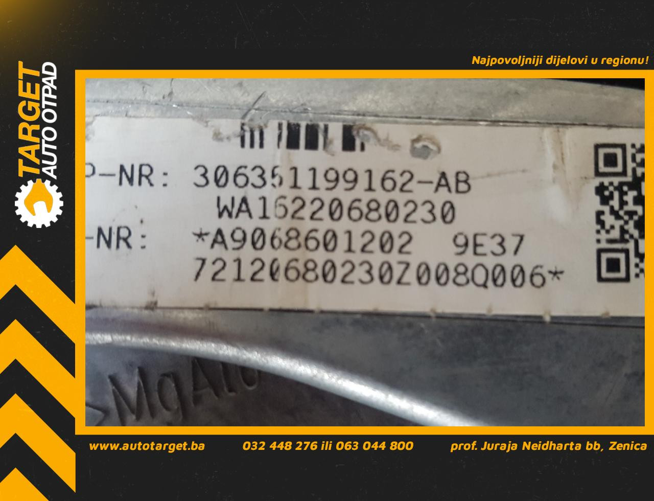 DIJELOVI AIRBAG VOLANA MERCEDES SPRINTER > 06-13 A9068601202