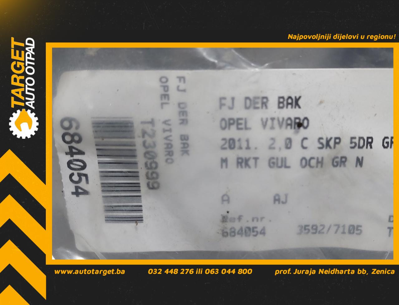 DIJELOVI OPRUGA AMORTIZERA OPEL VIVARO > 07-14