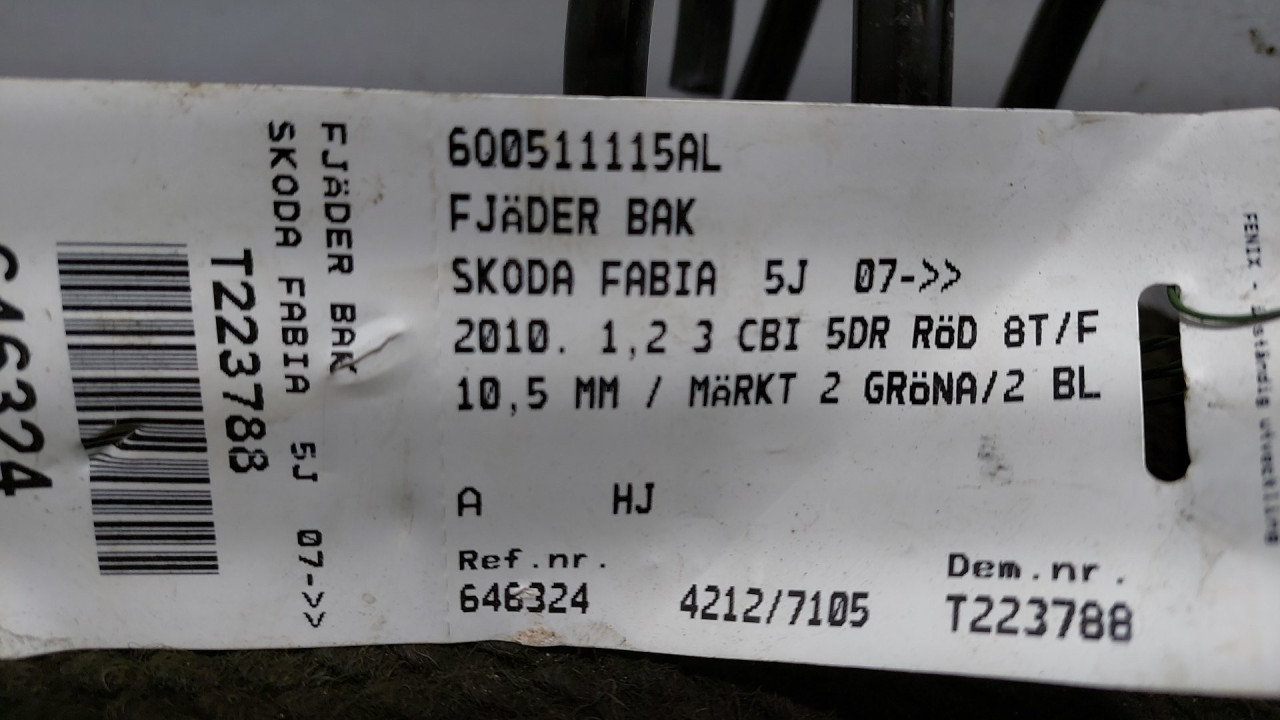 OPRUGA AMORTIZERA SKODA FABIA > 07-10 6Q0511115AL