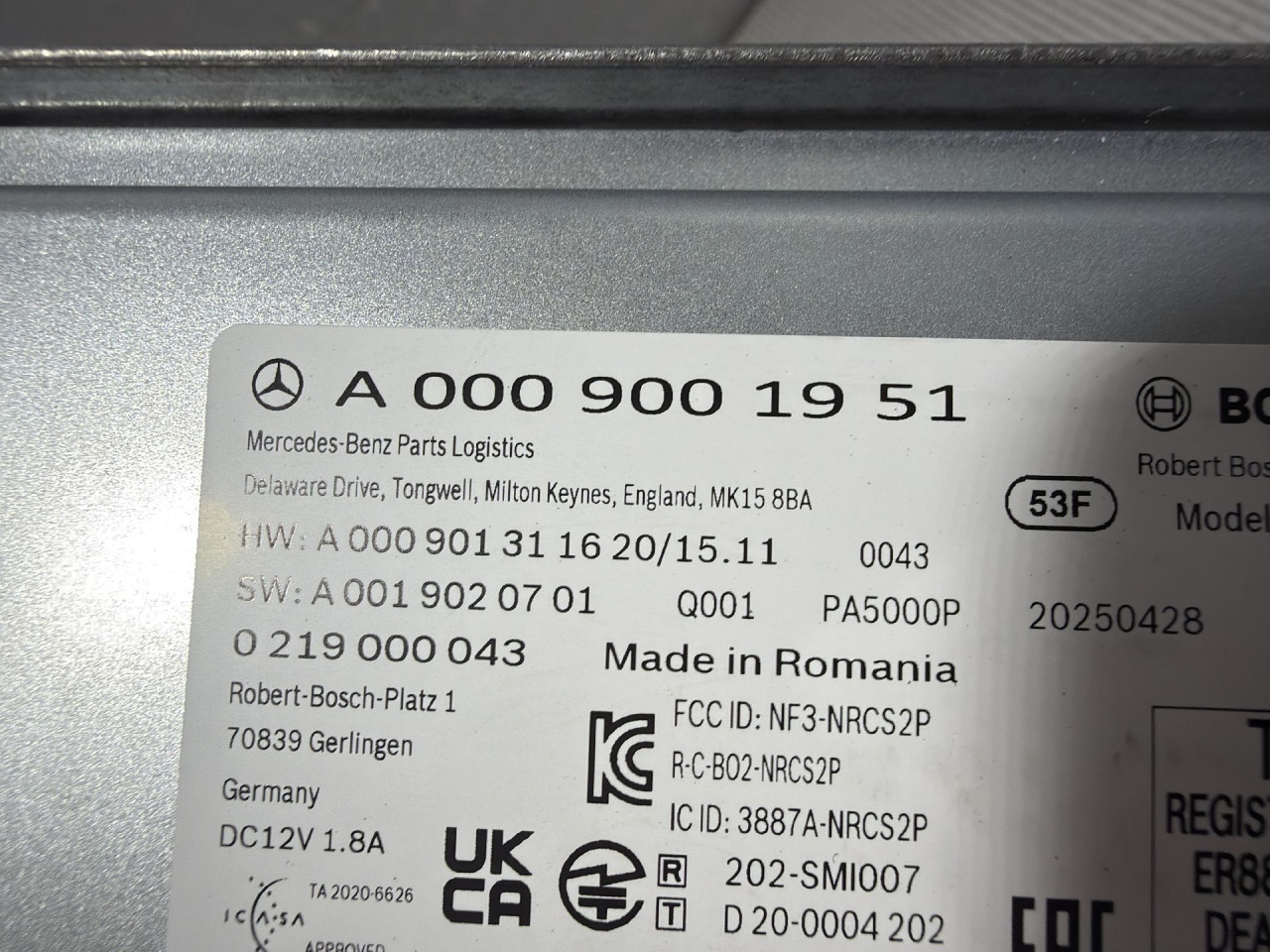 ELEKTRONIKA MODUL MERCEDES S KLASA (W223/V223) > 20- A0009001951
