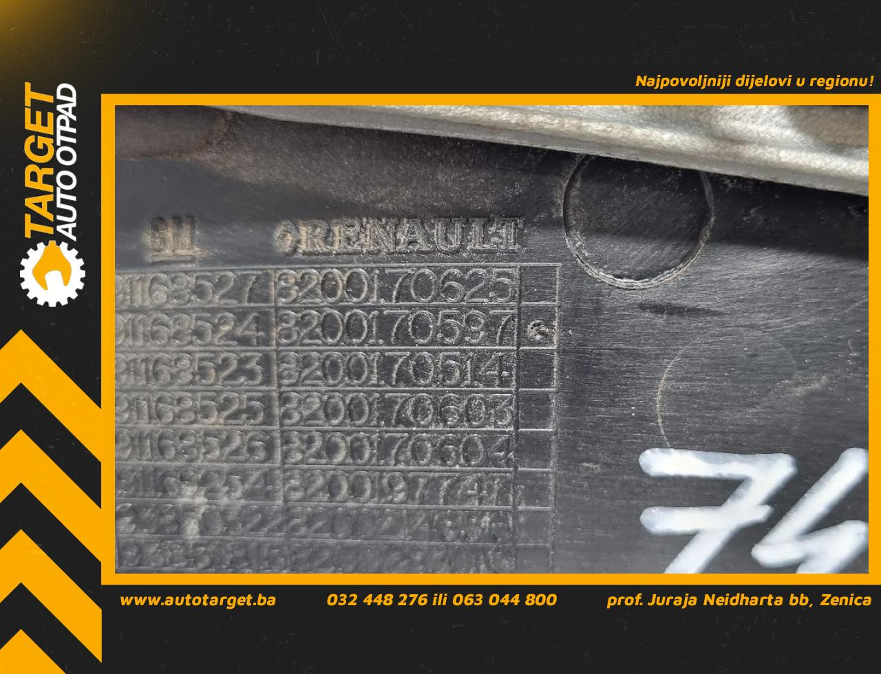DIJELOVI RUCKA VRATA RENAULT TRAFIC > 00-06 8200170625