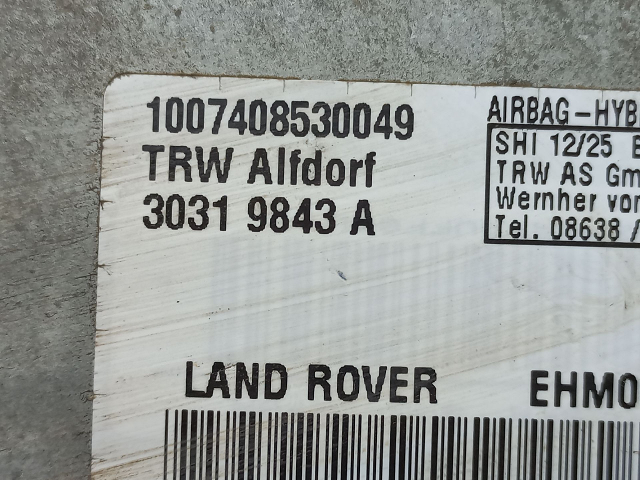 AIRBAG VRATA LAND ROVER RANGE ROVER > 02-05 30319843A
