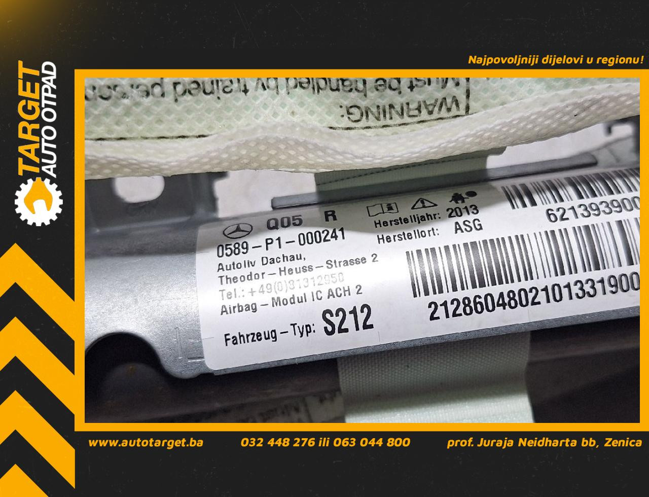 KROVNI AIRBAG MERCEDES E KLASA (W212) > 13-16 0589P1000241