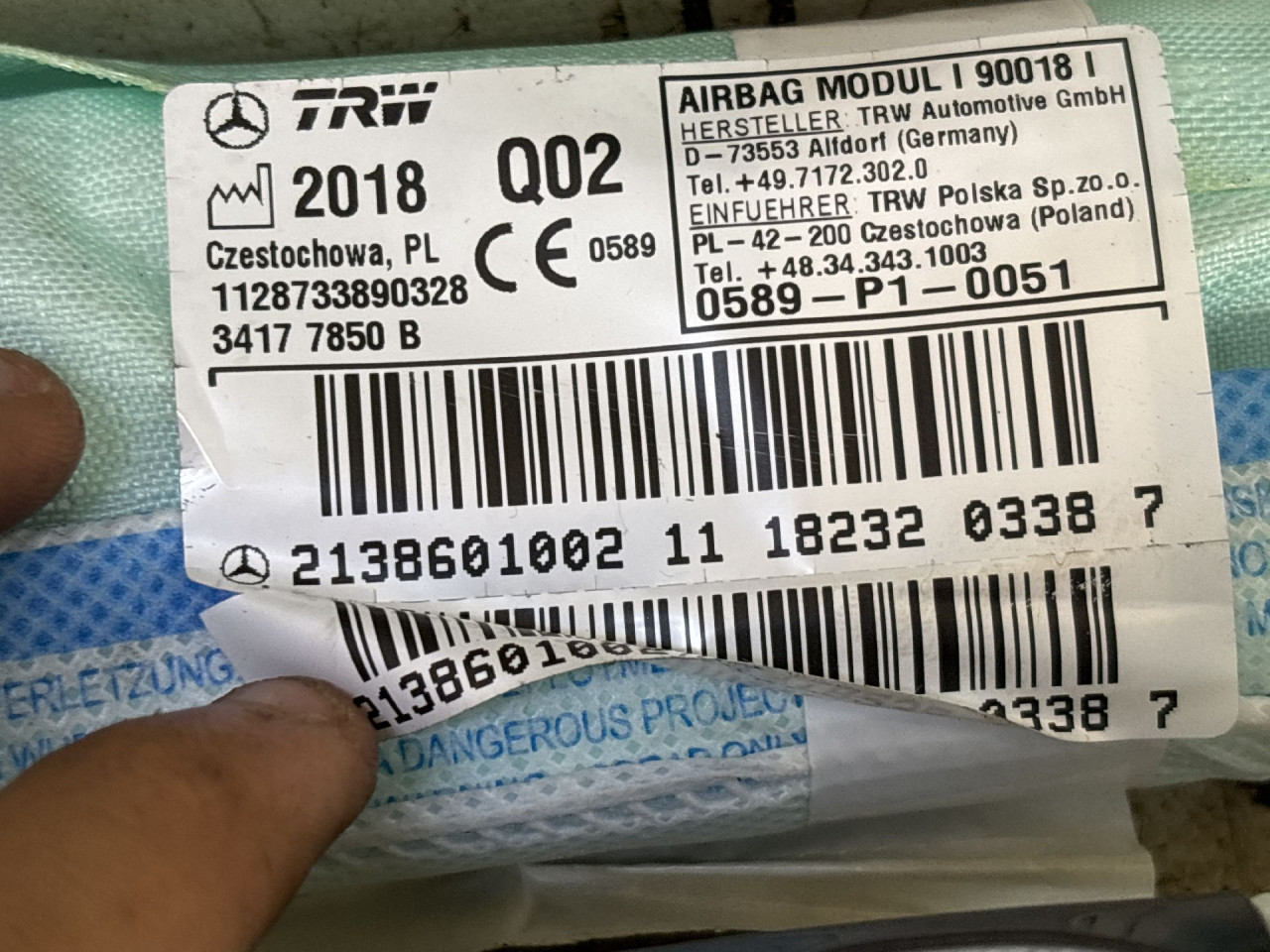 KROVNI AIRBAG MERCEDES E KLASA (W213/S213) > 16- 213860