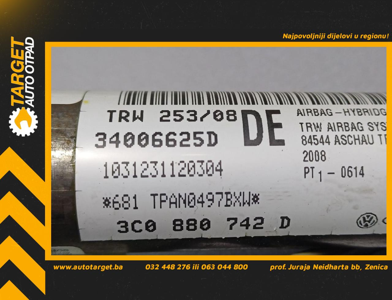 DIJELOVI KROVNI AIRBAG VW PASSAT B6 > 05-10 2.0 3C0880742D