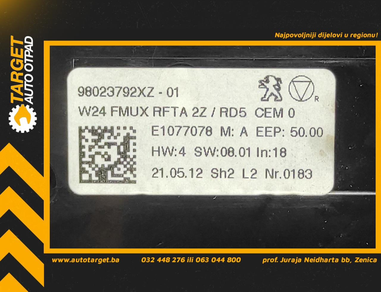 DIJELOVI PREKIDACI KLIME PEUGEOT 508 > 11-14 98023792XZ