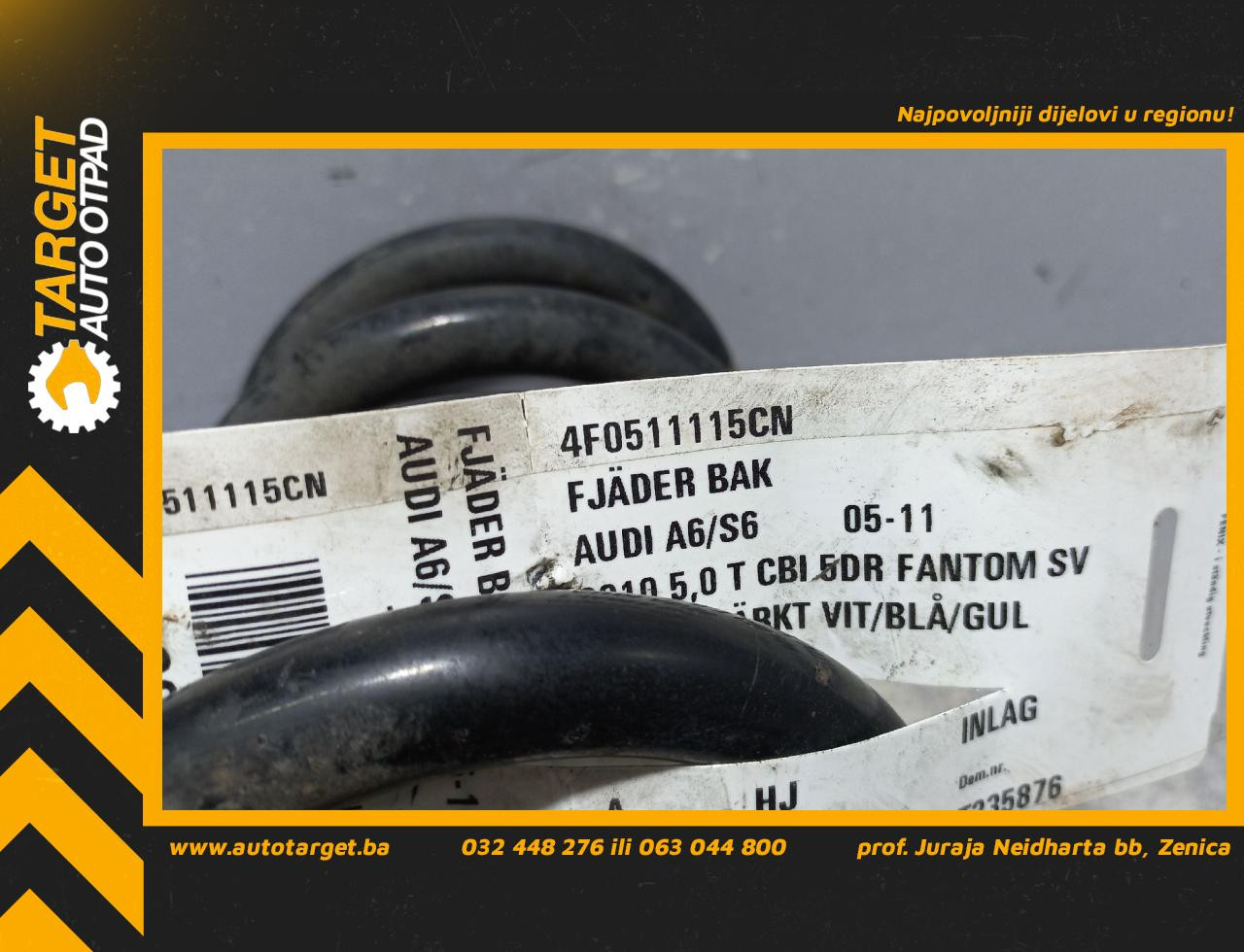 DIJELOVI OPRUGA AMORTIZERA AUDI A6 > 08-11 4F0511115CN