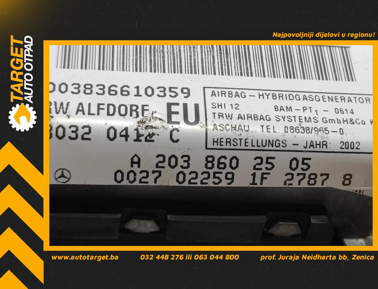 AIRBAG VRATA MERCEDES C KLASA (W203) > 00-04 A2038602505