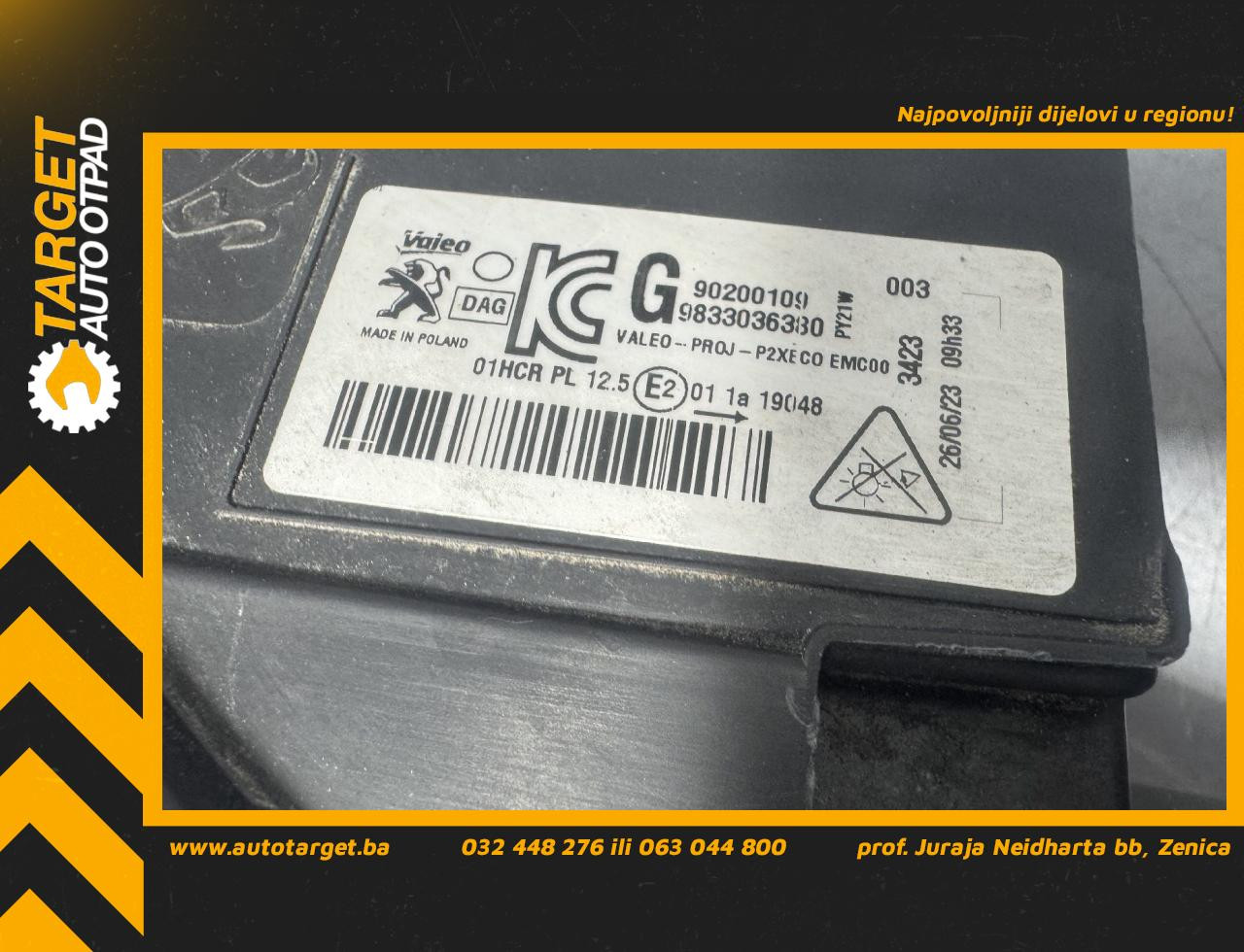 DIJELOVI FAR PEUGEOT 208 > 19- 9833036380
