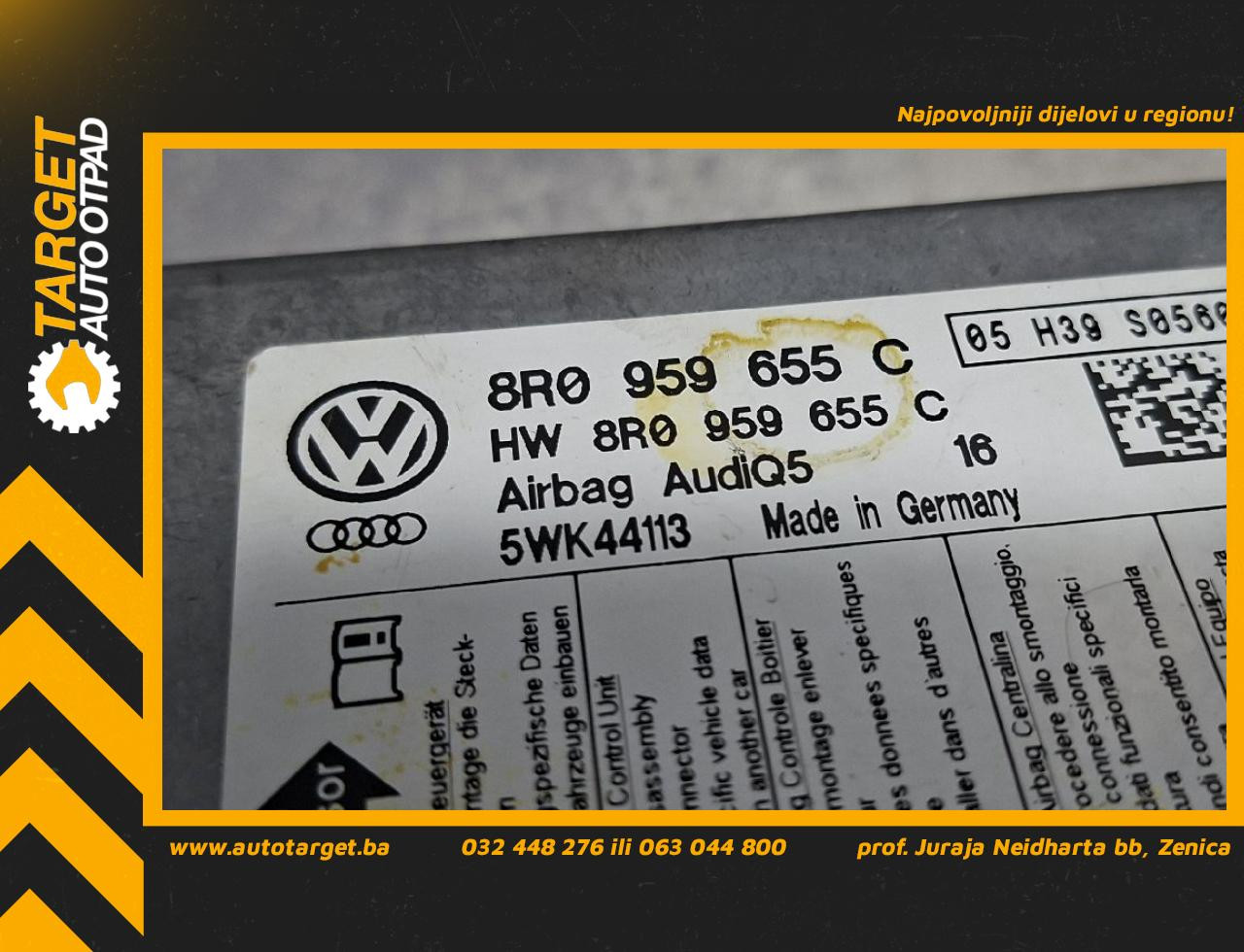DIJELOVI ELEKTRONIKA AIRBAGA AUDI Q5 > 08-11 2.0 8R0959655C