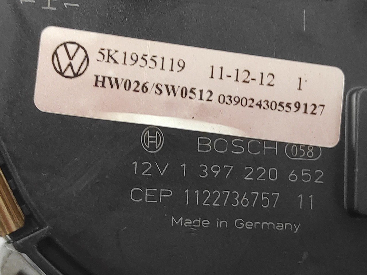 MOTORIC PREDNJEG BRISACA VW GOLF 6 > 08-12 5K1955119