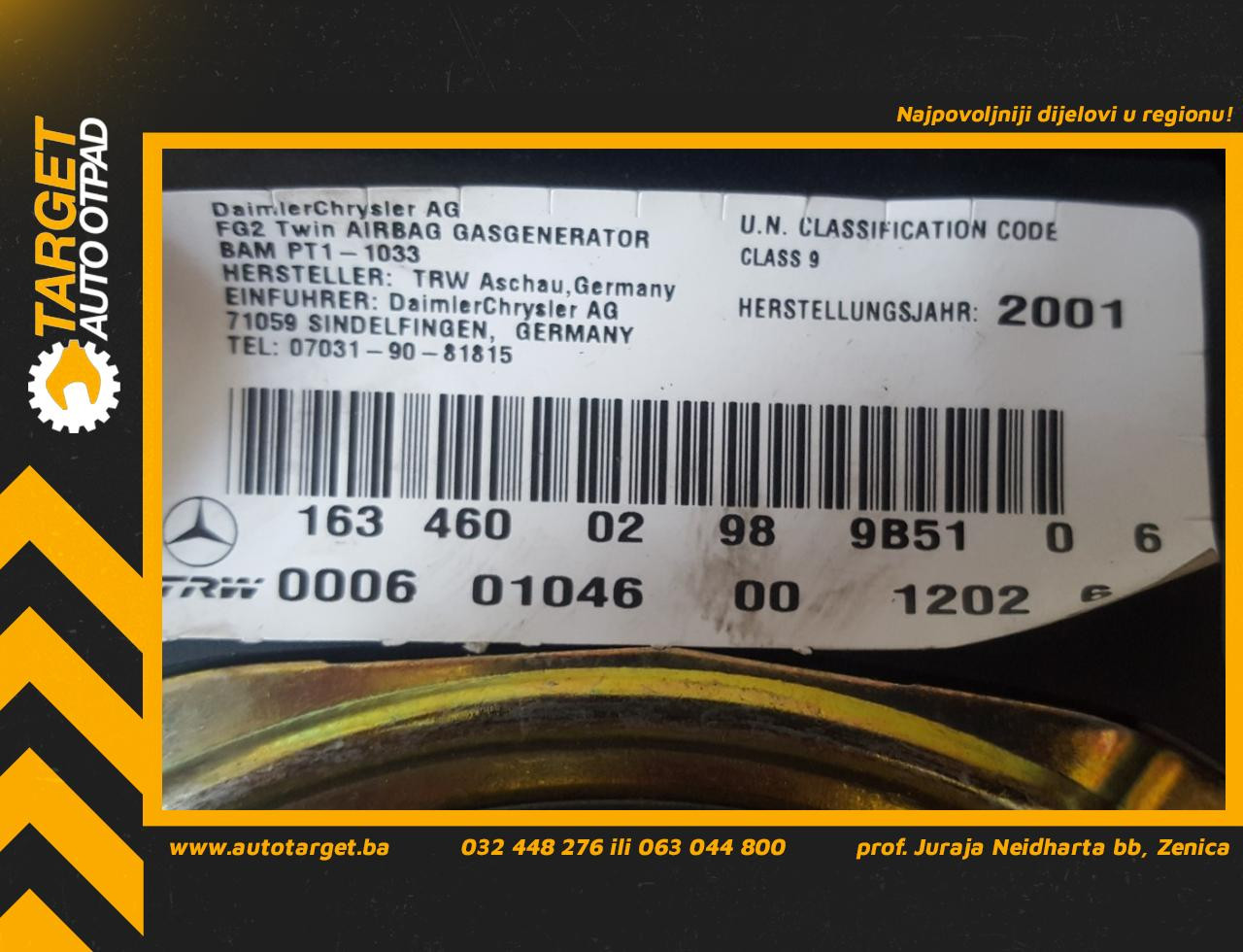 DIJELOVI AIRBAG VOLANA MERCEDES ML (W163) > 02-05 1634600298