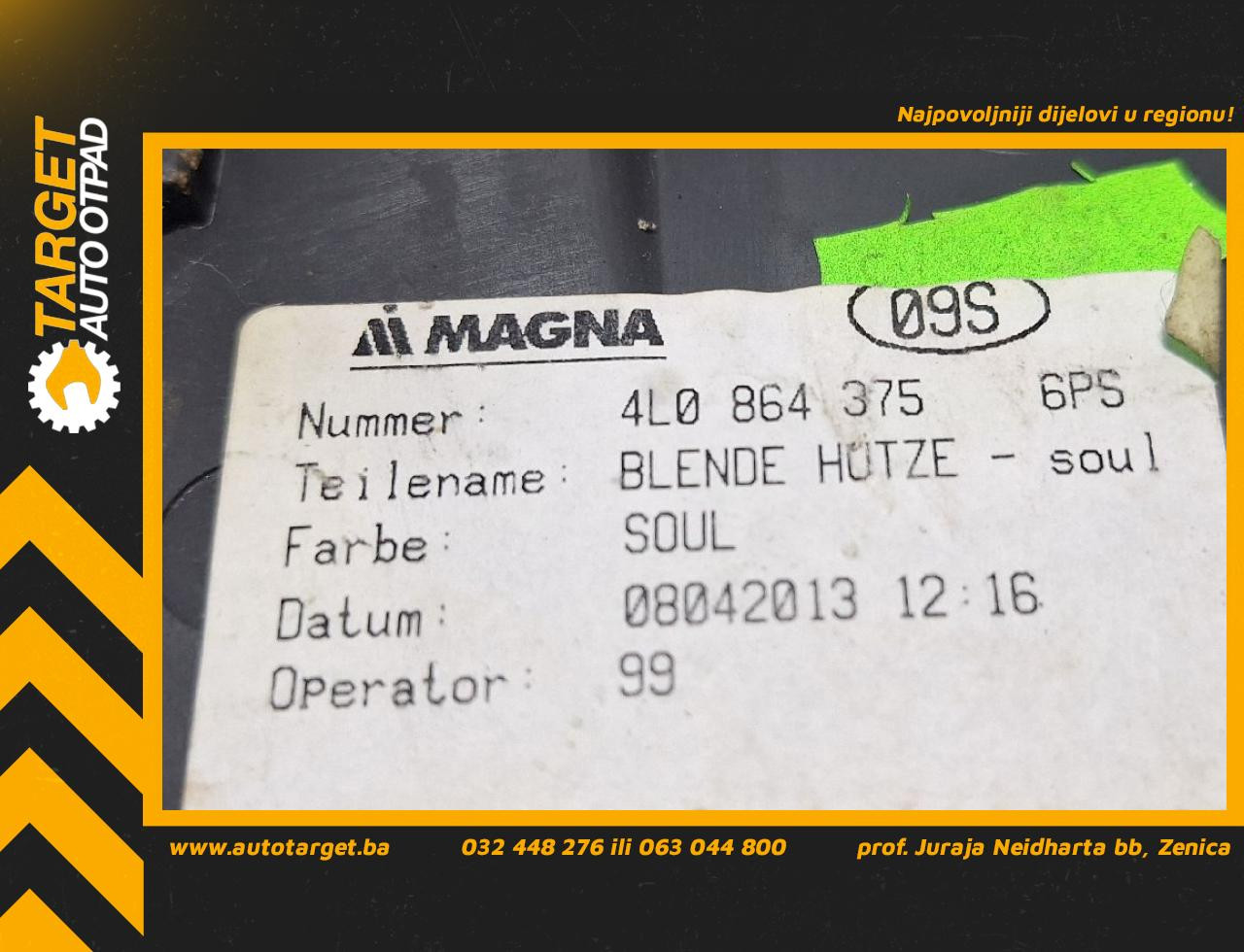 DIJELOVI PLASTIKA AUDI Q7 (4L) > 09-15 3.0 4L0864375