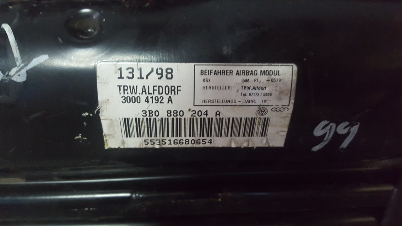 AIRBAG SUVOZACA VW PASSAT B5 > 96-00 3B0880204A 5535166