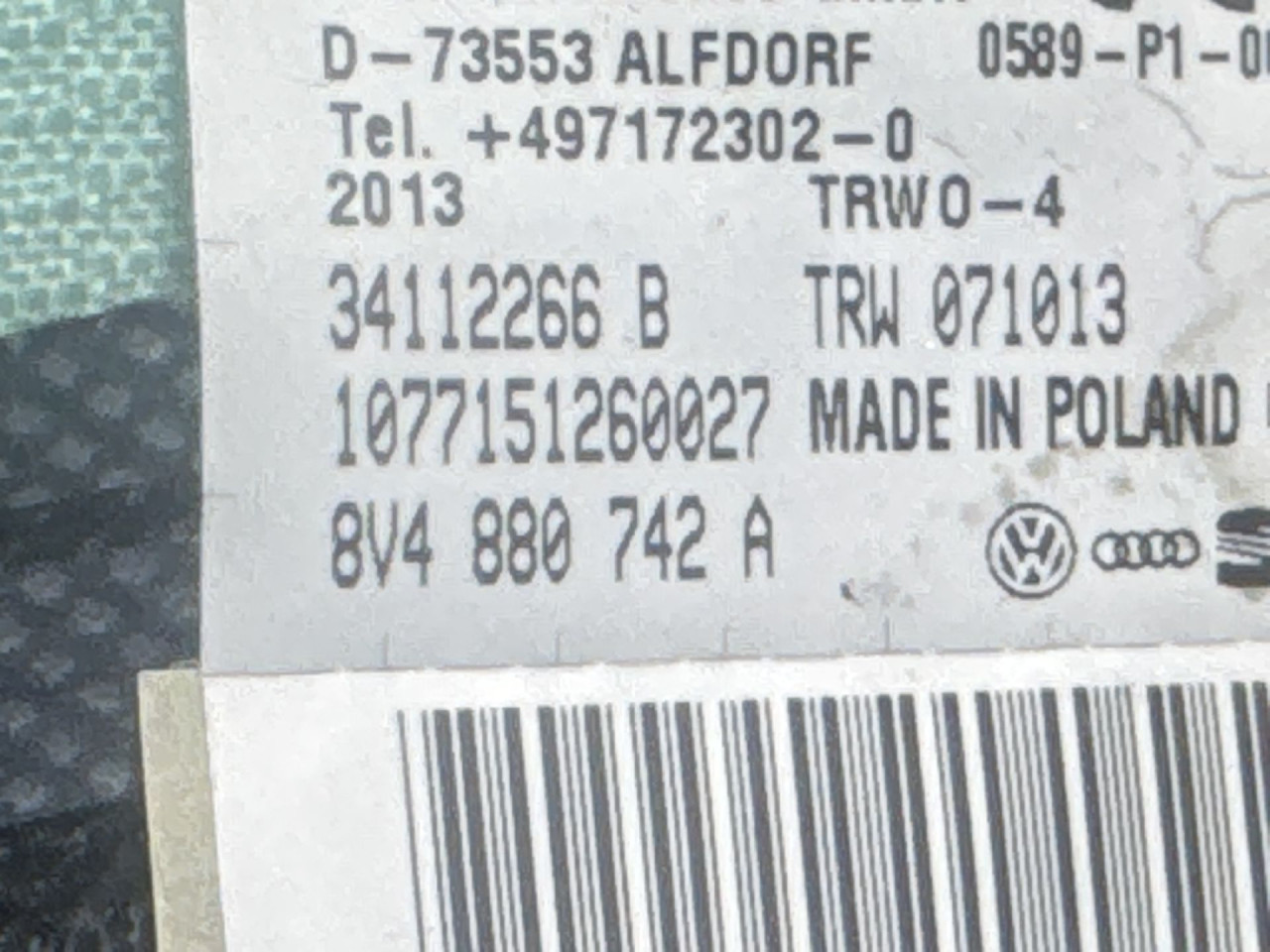 KROVNI AIRBAG AUDI A3 (8V1/8VA) > 12-16 8V4880742A