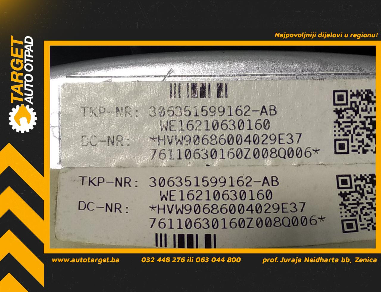DIJELOVI AIRBAG VOLANA VW CRAFTER > 05-11 2.5 306351599162AB