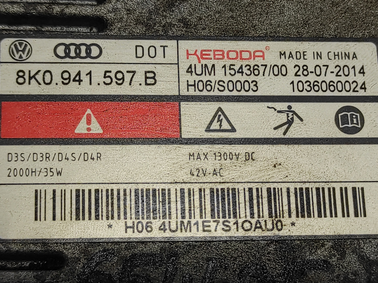 BALAST FARA AUDI A4 (B8) > 12-15 8K0941597B