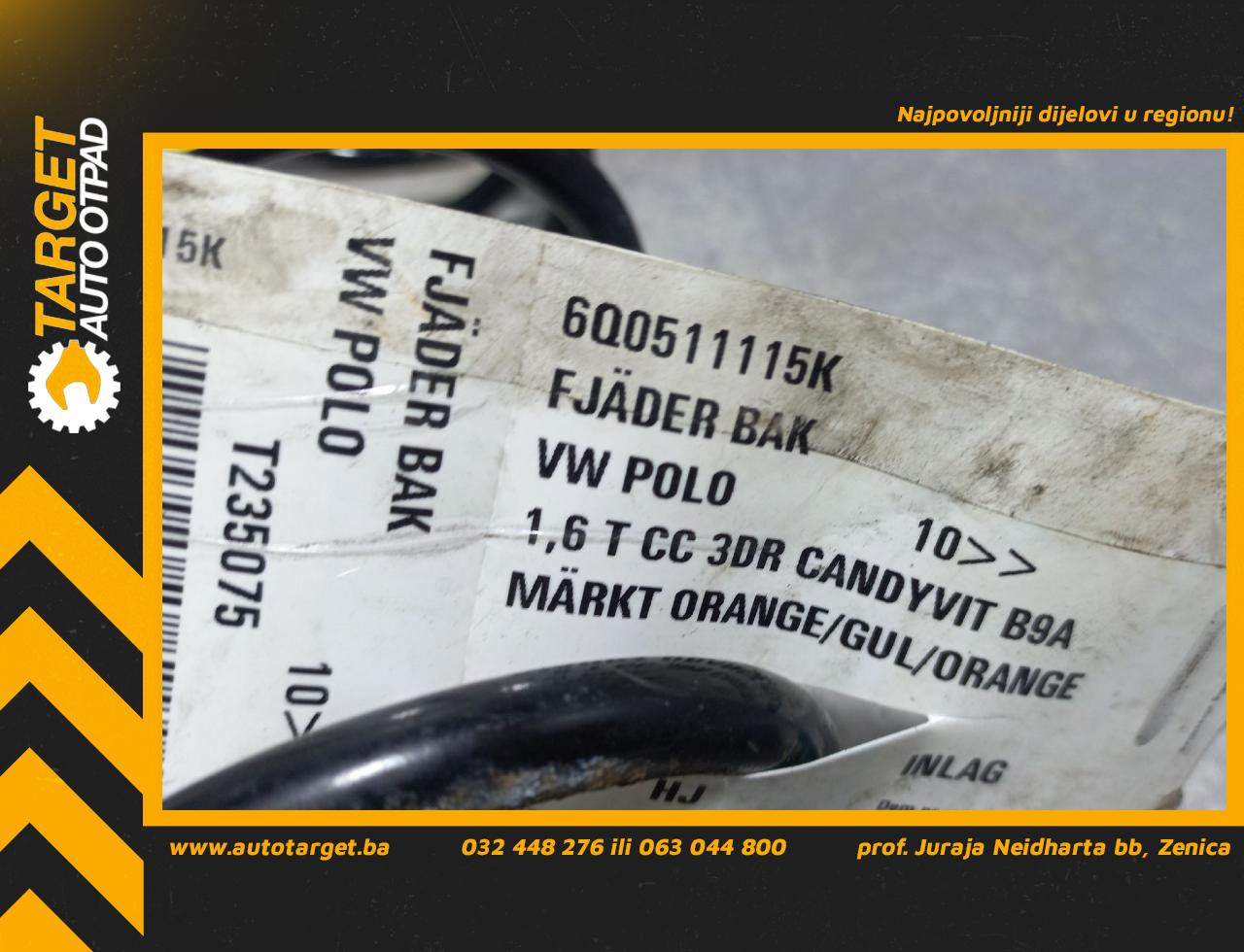 DIJELOVI OPRUGA AMORTIZERA VW POLO > 09-14 6Q0511115K