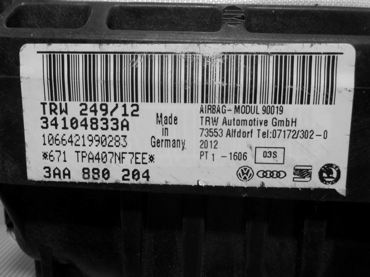 AIRBAG SUVOZACA VW PASSAT B7 > 10-14 VW055044 3AA880204