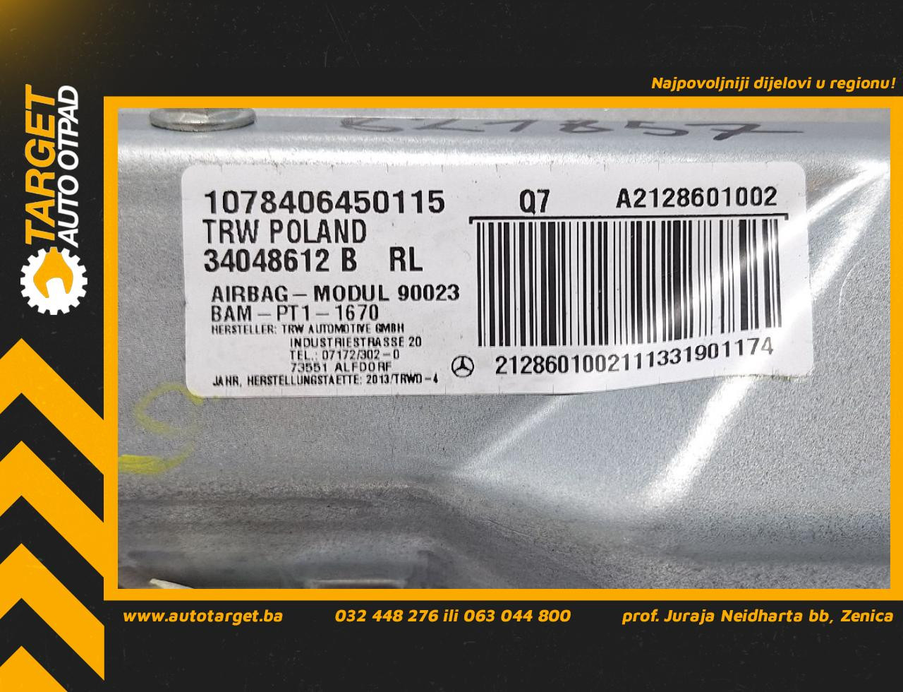 AIRBAG NOGU MERCEDES E KLASA (W212) > 13-16 A2128601002
