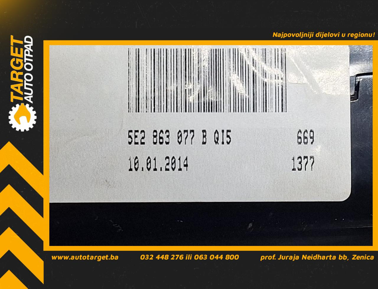 DIJELOVI PEPELJARA SKODA OCTAVIA > 13-16 1.6  5E2863077B