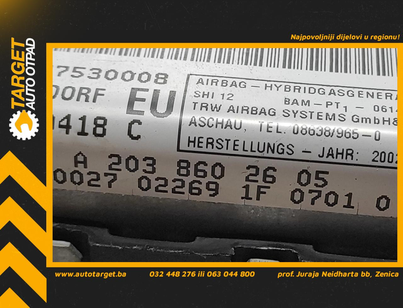 AIRBAG VRATA MERCEDES C KLASA (W203) > 00-04 A2038602605