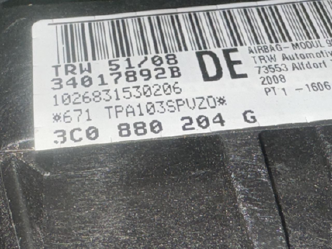 AIRBAG SUVOZACA VW PASSAT B6 > 05-10 3C0880204G