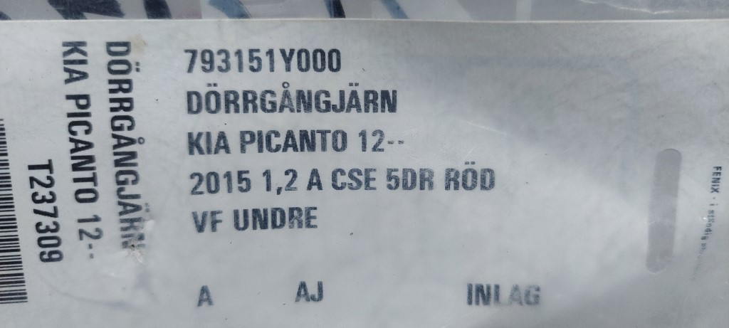 DIJELOVI BAGLAMA KIA PICANTO > 11-15 793151Y000