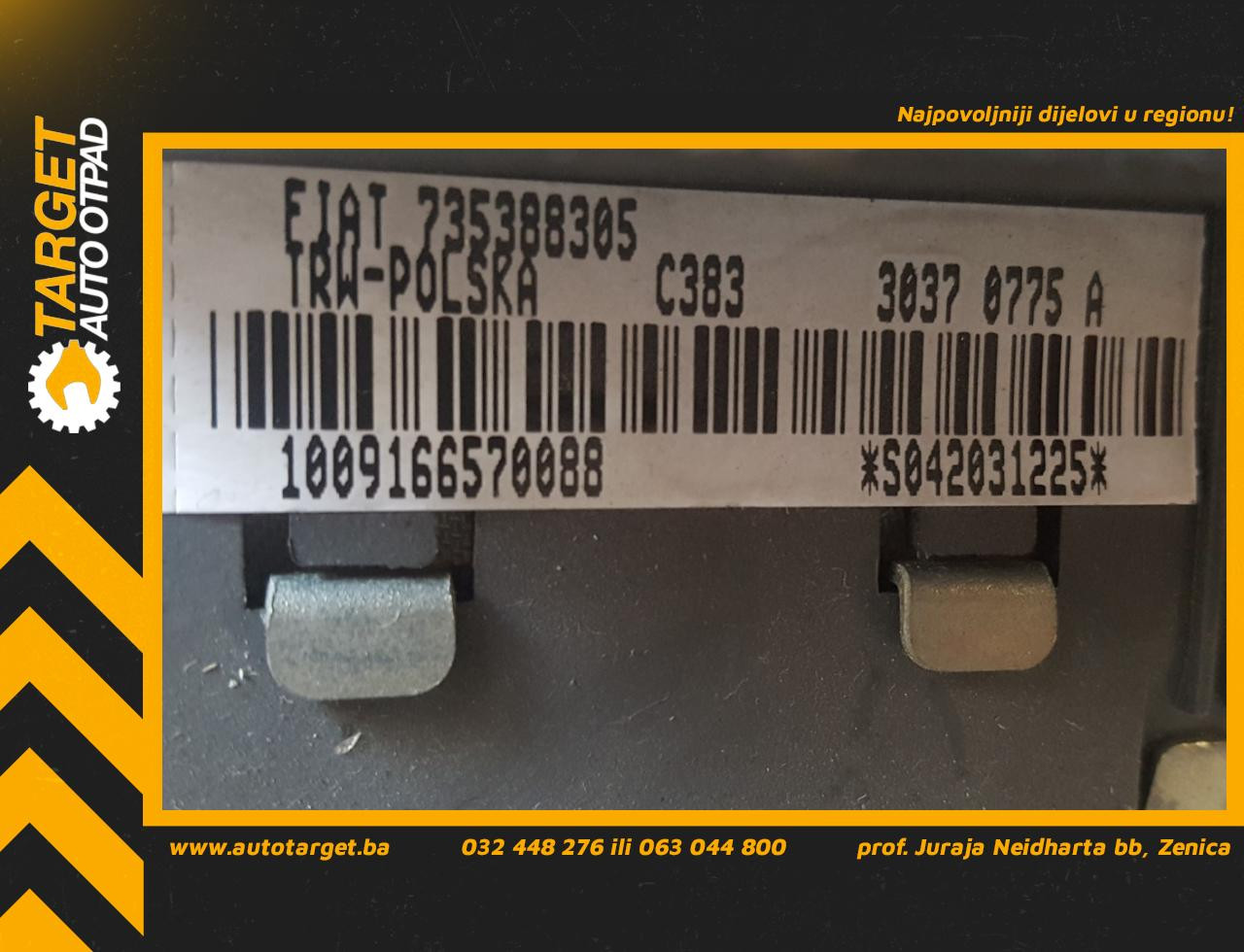 DIJELOVI AIRBAG VOLANA FIAT PANDA > 03-11 735388305