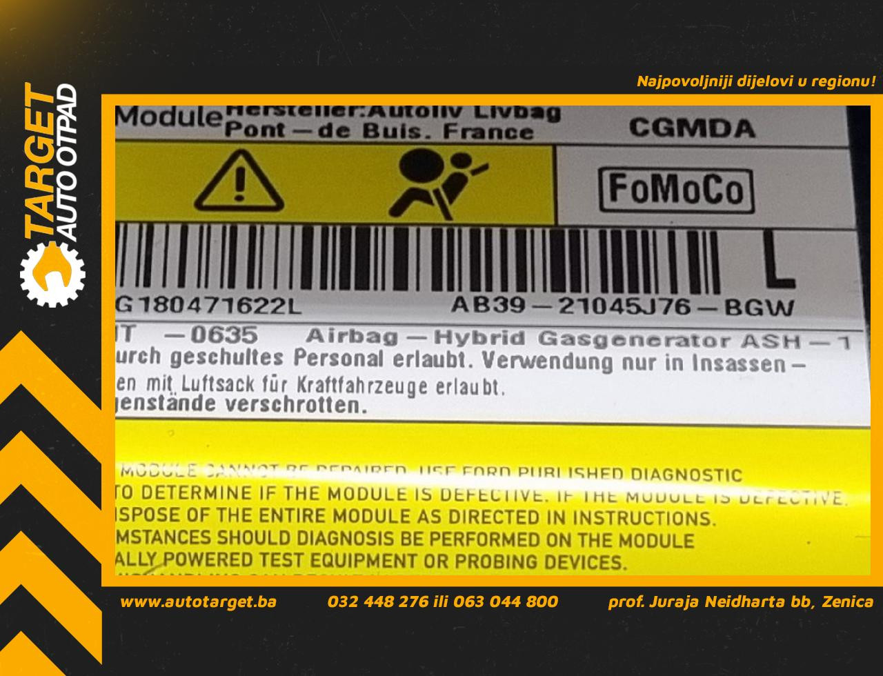 DIJELOVI AIRBAG NOGU FORD RANGER > 16- AB3921045J76BGW