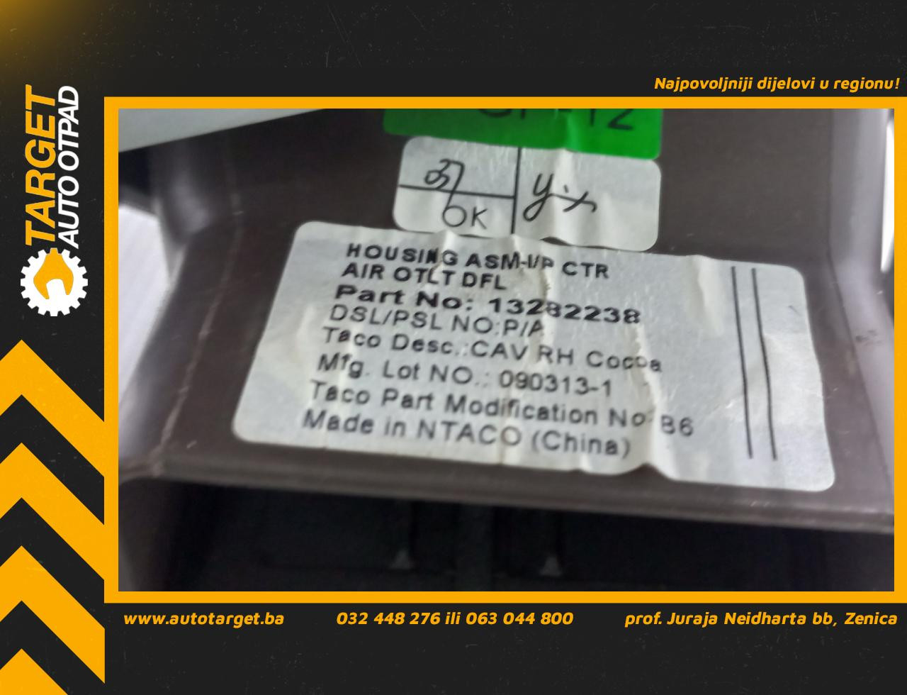 DIJELOVI RESETKA VENTILACIJE OPEL INSIGNIA > 09-13 2.0 13282236