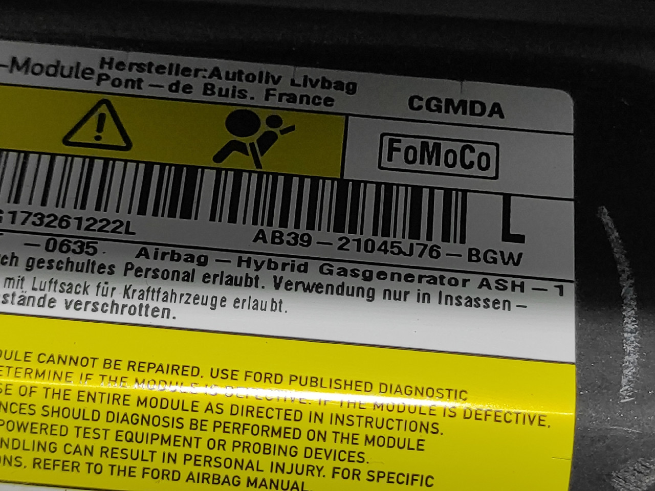 AIRBAG NOGU FORD RANGER > 16- AB3921045J76