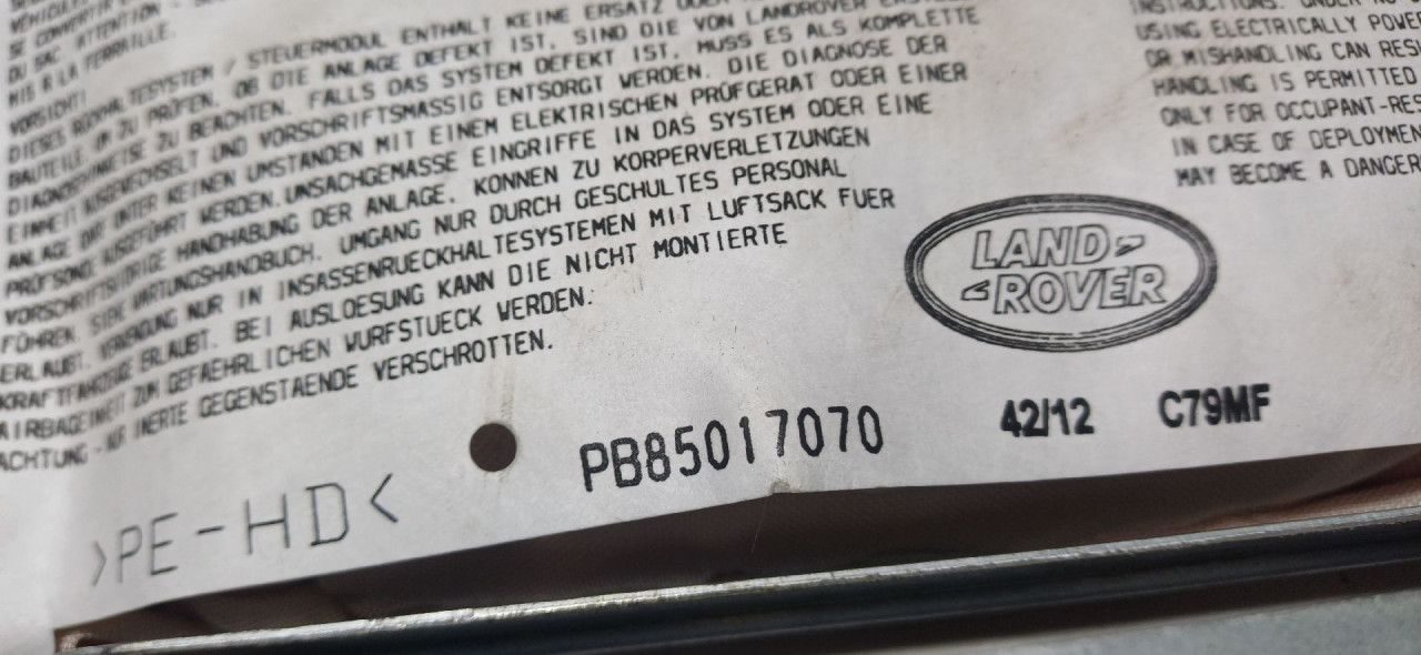 AIRBAG SUVOZACA LAND ROVER RANGE ROVER SPORT > 10-13 PB85017070