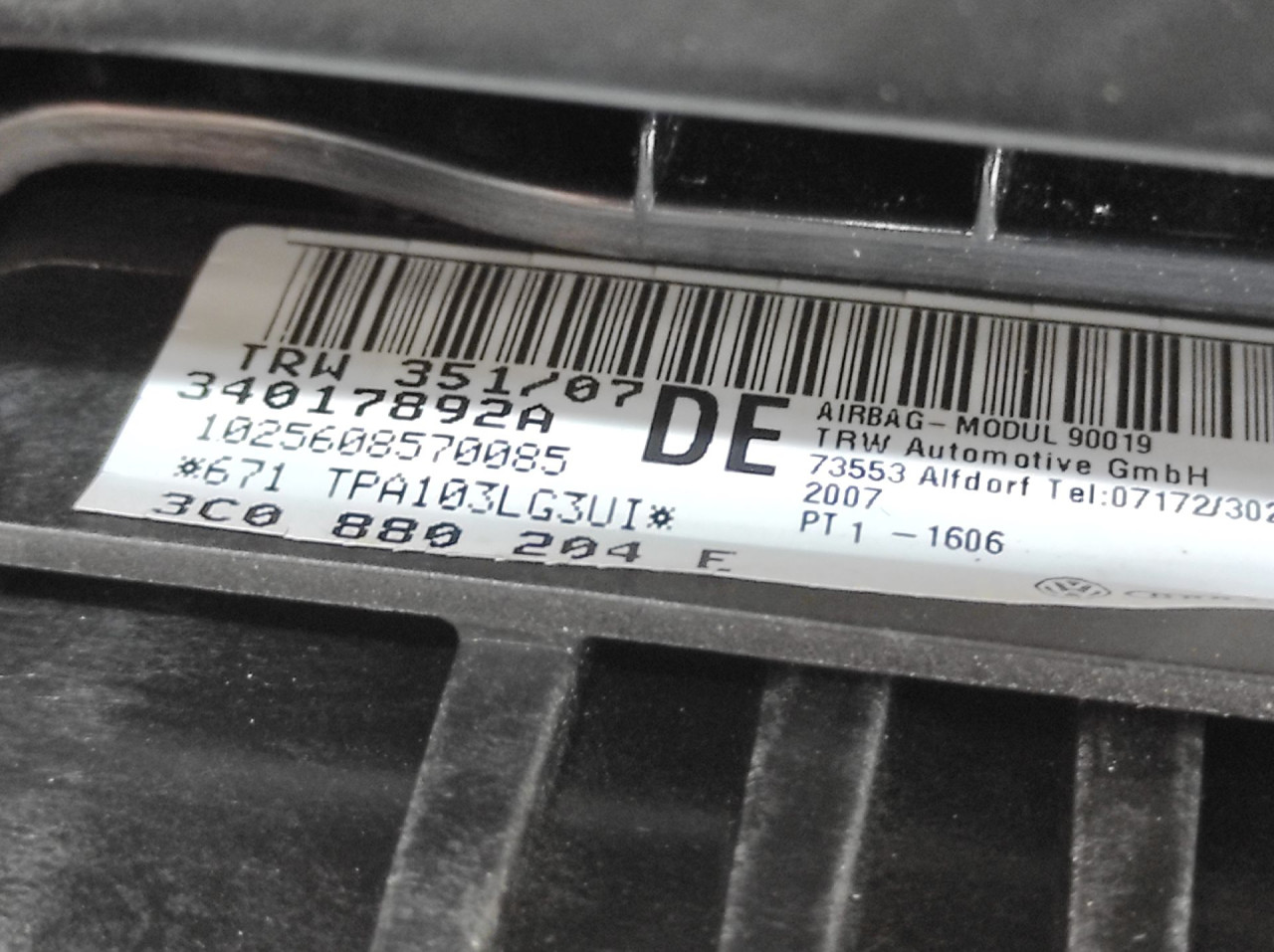 AIRBAG SUVOZACA VW PASSAT B6 > 05-10 3C0880204E
