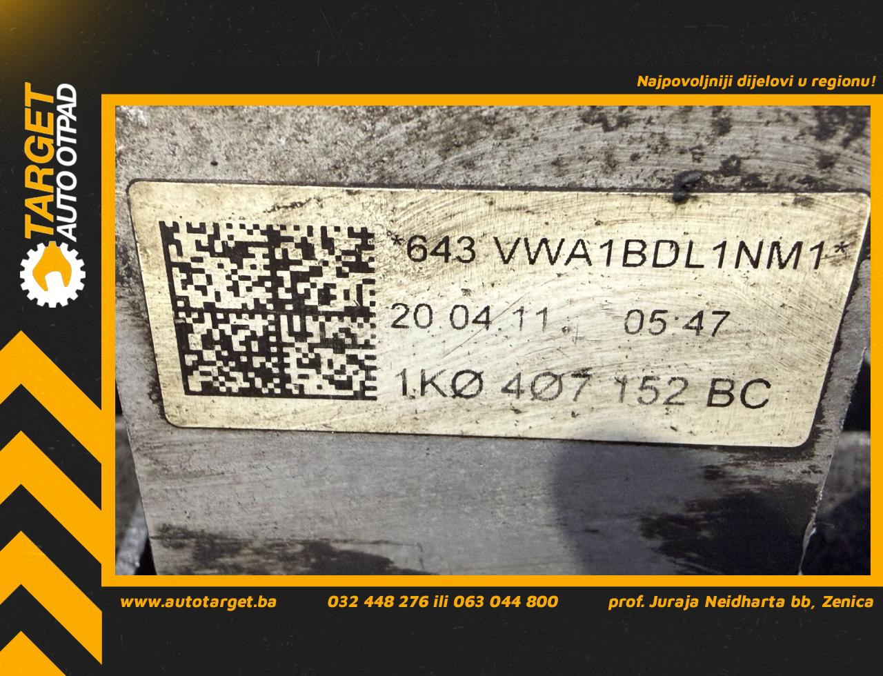 DIJELOVI LAFETA VW GOLF 6 > 08-12 1.6 1K0407152BC