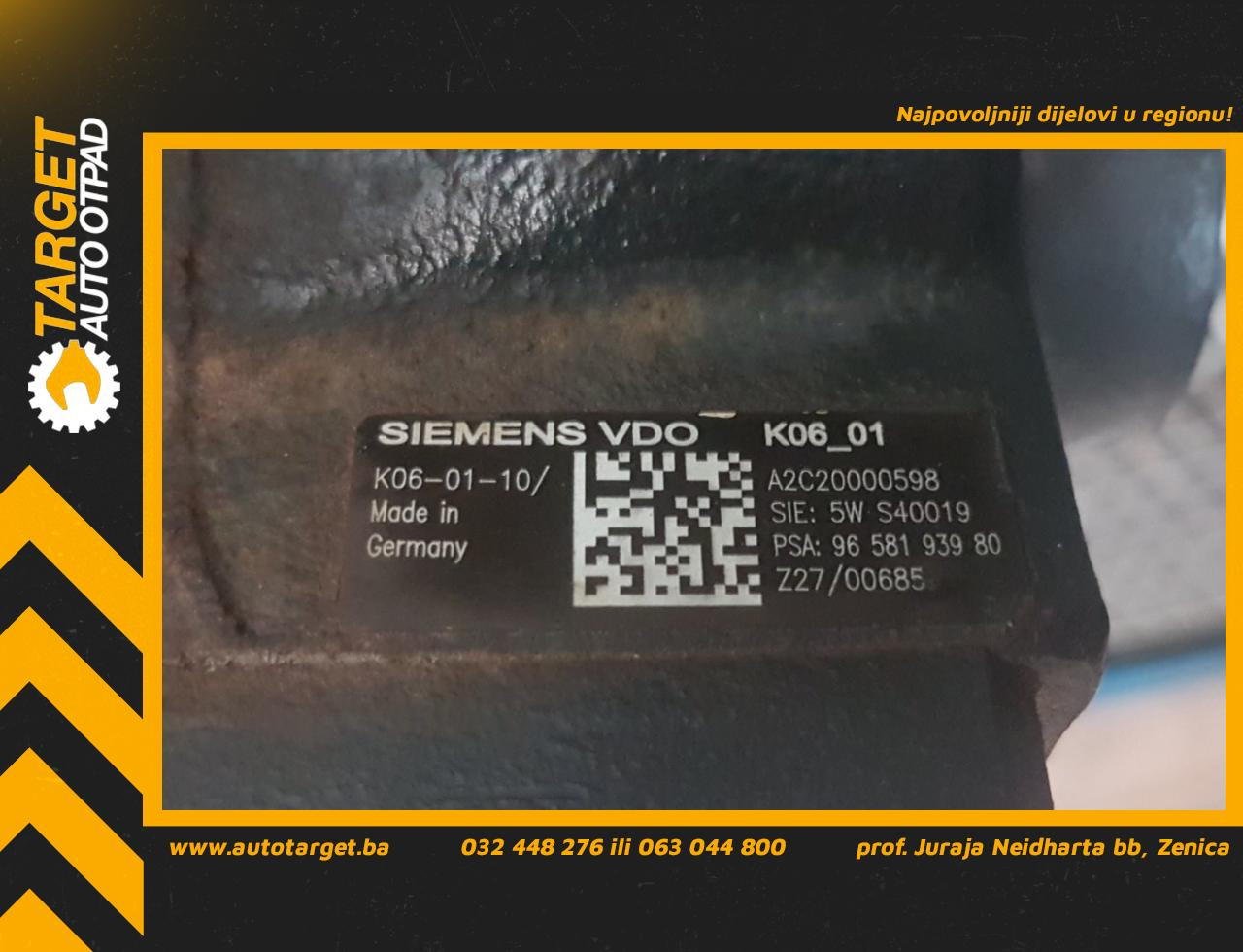 PUMPA VISOKOG PRITISKA PEUGEOT 407 > 04-07 9658193980