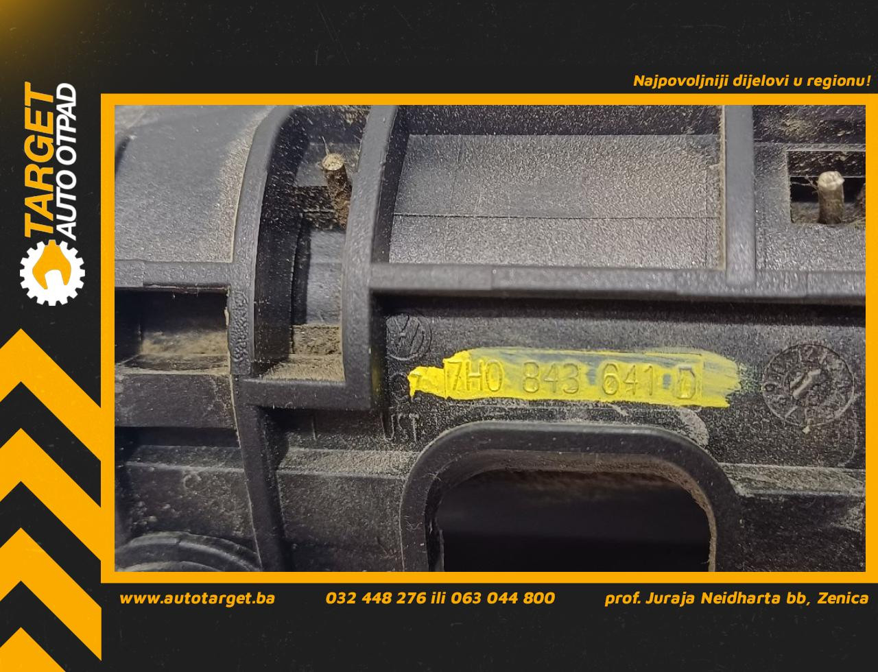 DIJELOVI UNUTRASNJA RUCKA VRATA VW CADDY > 10-15 7H0843641D