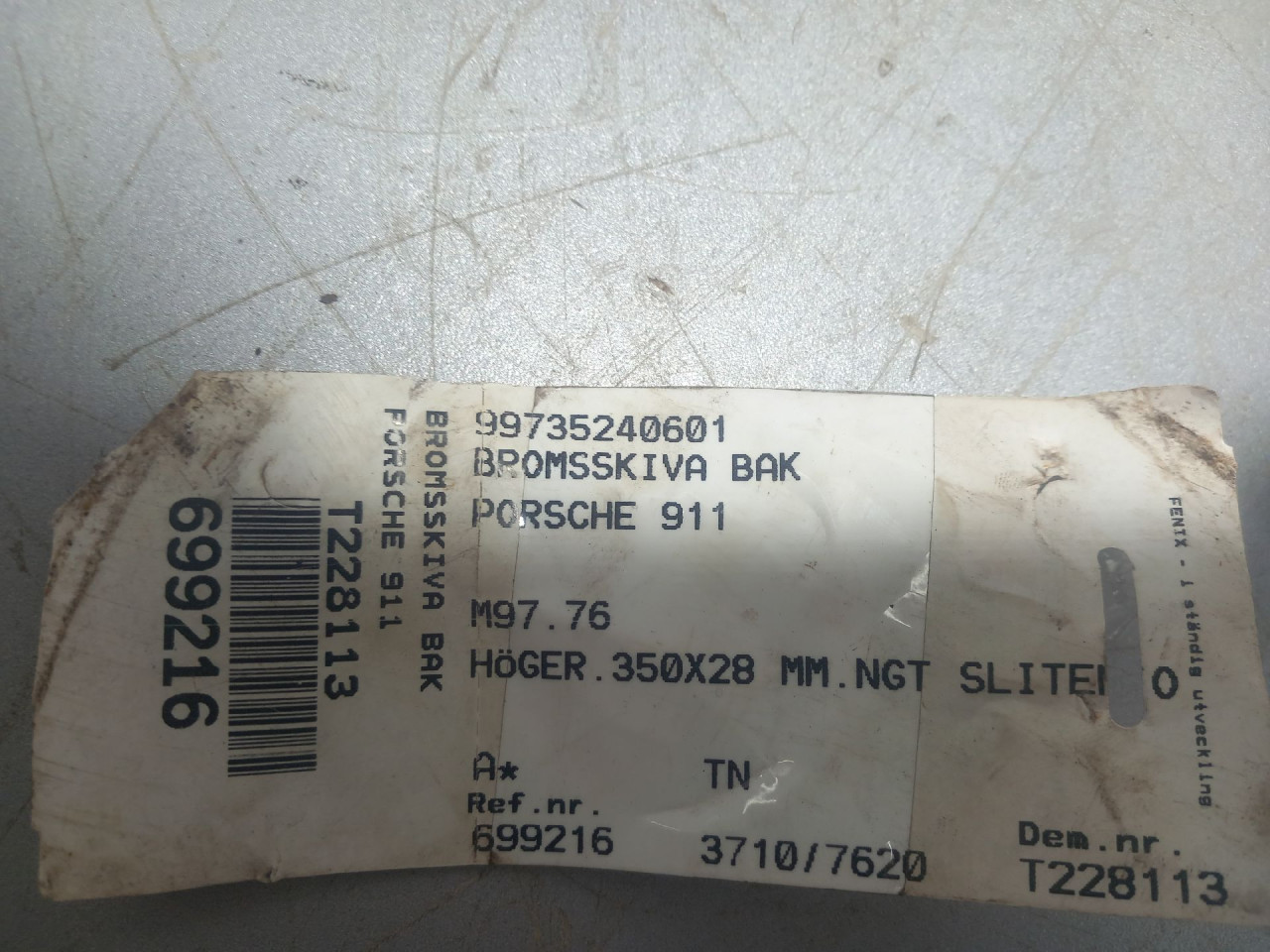 KOCIONI DISK PORSCHE 911 > 05-12 99735240601